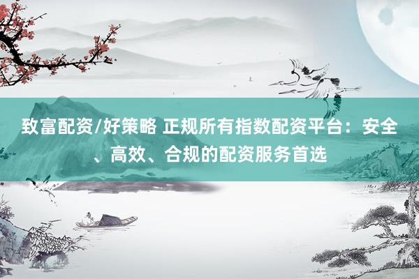 致富配资/好策略 正规所有指数配资平台：安全、高效、合规的配资服务首选